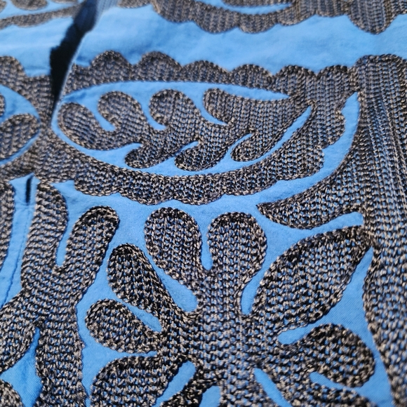 Zara Blue Mini Dress with Black Intricate Embroidery,  Size S - Picture 4 of 10